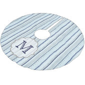 Blauwe winterstrips Monogram Initiaal Kerstboom Rok (Gekanteld)