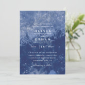 Blauwe wintertrouwuitnodigingen kaart (Staand voorkant)