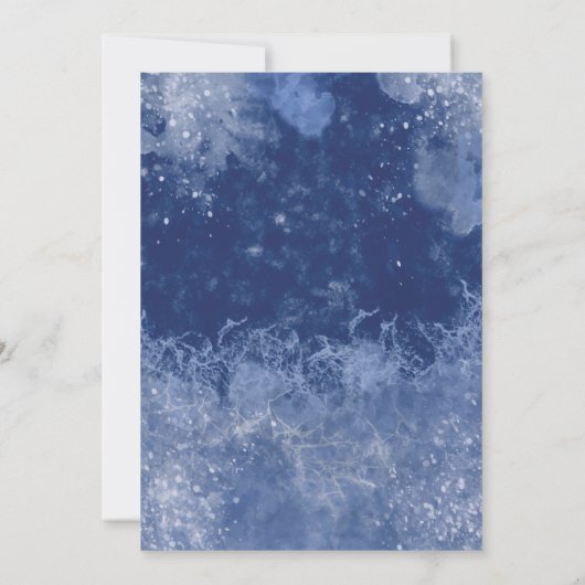 Blauwe wintertrouwuitnodigingen kaart (Achterkant)