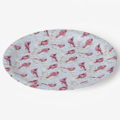 Blauwe wintertuin kerstkardinale vogels papieren bordje (Gekanteld)