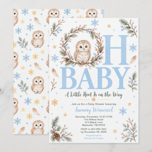 Blauwe Winteruil Baby Shower Kaart