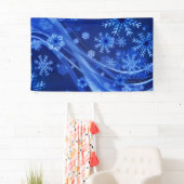 Blauwe Wintervlokken Kerstmis Spandoek (Insitu)