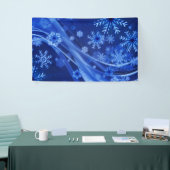 Blauwe Wintervlokken Kerstmis Spandoek (Beurs)