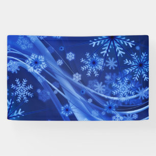 Blauwe Wintervlokken Kerstmis Spandoek