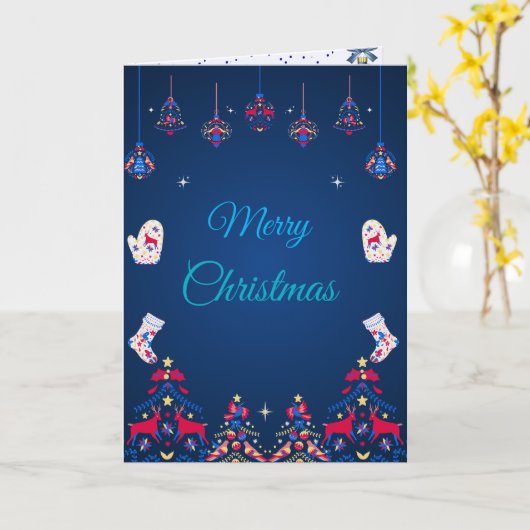 Blauwe winterwensen kaart (Gele Bloem)