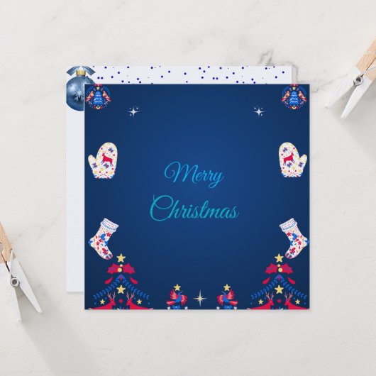 Blauwe winterwensen kaart (Voorkant / Achterkant in situ)