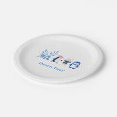 Blauwe winterwonderland pinguïns poolster beer des papieren bordje (Gekanteld)