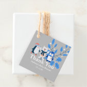 Blauwe winterwonderland poolpinguïns van beer bedankjes labels (In situ)