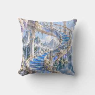Blauwe Wisteria Kristallen Trap Bergmeer Kussen