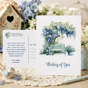 Blauwe Wisteria Tuinbank Denk Aan Jou  Briefkaart