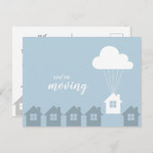 Blauwe Wit en Grijs bewegen wij Vliegend Huis Briefkaart (Voorkant / Achterkant)
