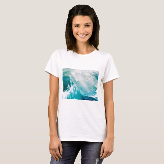BLAUWE WIT-ZEE WAVT IN HET STORM T-SHIRT (Voorkant volledig)