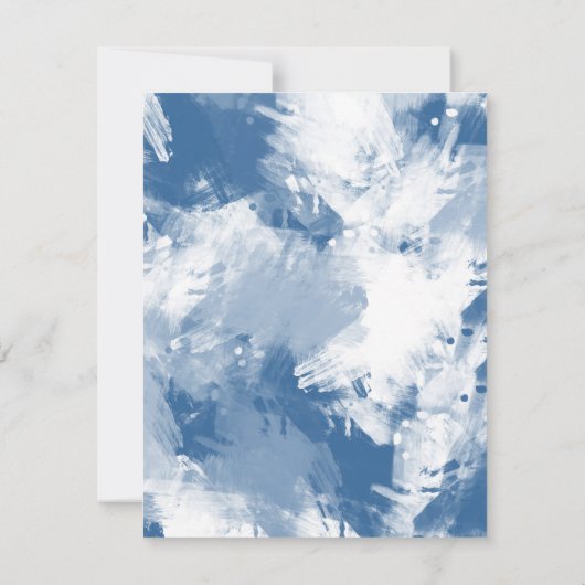 Blauwe witte Abstracte matige penseelstreken Kaart (Achterkant)
