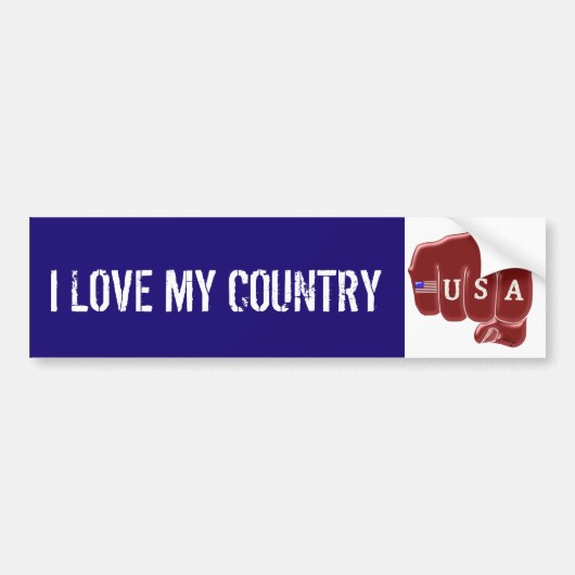 blauwe witte Amerikaanse vuistslag en Tattoo Ameri Bumpersticker (Voorkant)