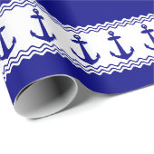 Blauwe witte anchor kuststropen cadeaupapier (Rol Hoek)