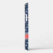 Blauwe witte anchor Pattern Coral Name Case-Mate iPhone Case (Achterkant / Rechts)