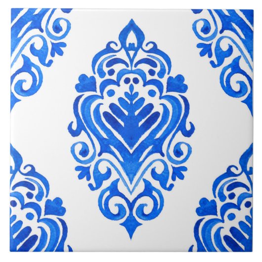 Blauwe witte azulejos Spaanse mediterrane tegelkun Tegeltje (Voorkant)