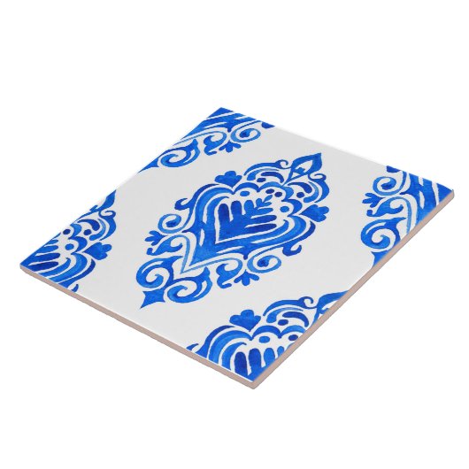 Blauwe witte azulejos Spaanse mediterrane tegelkun Tegeltje (Zijkant)