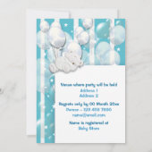 Blauwe witte baby showers jongens kaart (Achterkant)