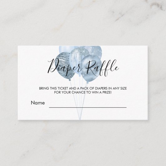 Blauwe witte ballon, baby shower luidop informatiekaartje (Voorkant)