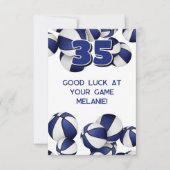 blauwe witte basketbal veel succes bij de wedstrij kaart (Voorkant)