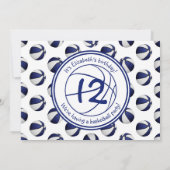 blauwe witte basketbal verjaardag of teamparty kaart (Achterkant)