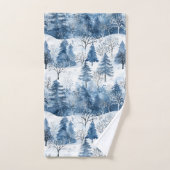 Blauwe Witte Berg Kerstbomen Bad Handdoek (Handdoek)