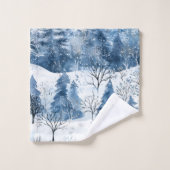Blauwe Witte Berg Kerstbomen Bad Handdoek (Wasdoekje)