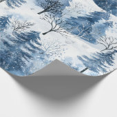 Blauwe Witte Berg Kerstbomen Cadeaupapier (Hoek)