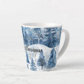 Blauwe Witte Berg Kerstbomen Latte Mok (Rechterhoek)