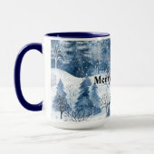 Blauwe Witte Berg Kerstbomen Mok (Links)