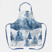 Blauwe Witte Berg Kerstbomen Schort (Voorkant)