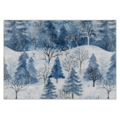 Blauwe Witte Berg Kerstbomen Snijplank (Voorkant)
