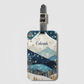 Blauwe Witte Bergen Bagagelabel (Voorkant (verticaal))
