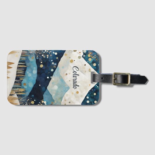 Blauwe Witte Bergen Bagagelabel (Voorkant (horizontaal))