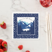 Blauwe, witte bergen en polka-stippen bruiloft servetten (Insitu)