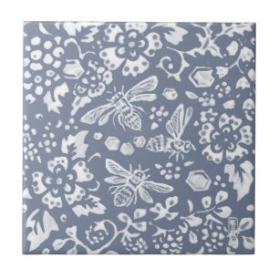 Blauwe witte bijen Botanische Delft Dedham Paintin Tegeltje