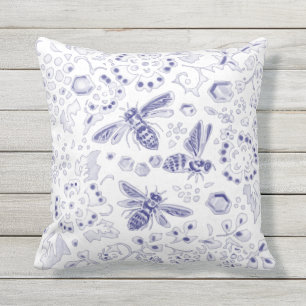 Blauwe witte bijenkorf unieke rustige boerderij  buitenkussen