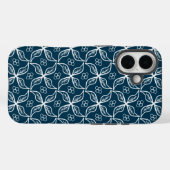 Blauwe witte bladeren Berries Mistletoe Herhalen Case-Mate iPhone Case (Achterkant (horizontaal))