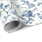 Blauwe Witte Bloem Bruids Borrel Cadeaupapier (Rol Hoek)