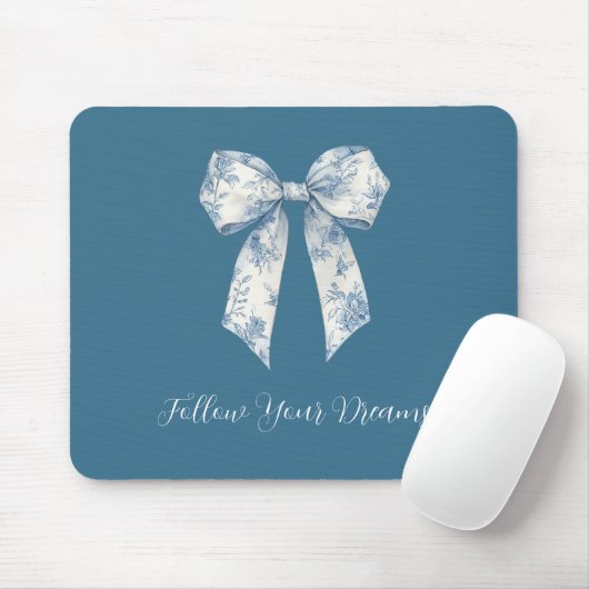 Blauwe Witte Bloemboog Muismat (Met muis)