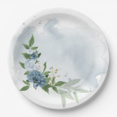 blauwe & witte bloemen botanisch papieren bordje (Voorkant)