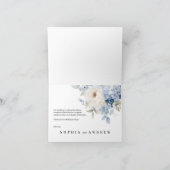 Blauwe & Witte Bloemen Bruiloft Dank u Kaart (Binnen)