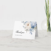 Blauwe & Witte Bloemen Bruiloft Dank u Kaart (Voorkant)