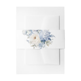 Blauwe & Witte Bloemen Bruiloft Uitnodigingen Wikkel