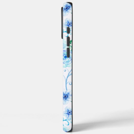 Blauwe witte bloemen Case-Mate iPhone case (Achterkant / Links)