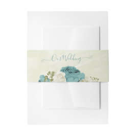 Blauwe witte bloemen groen bruiloft uitnodigingen wikkel