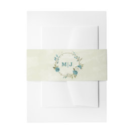 Blauwe witte bloemen groen bruiloft uitnodigingen wikkel