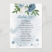 blauwe witte bloemen groen seating chart kaart (Voorkant)