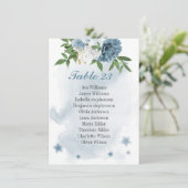 blauwe witte bloemen groen seating chart kaart (Staand voorkant)